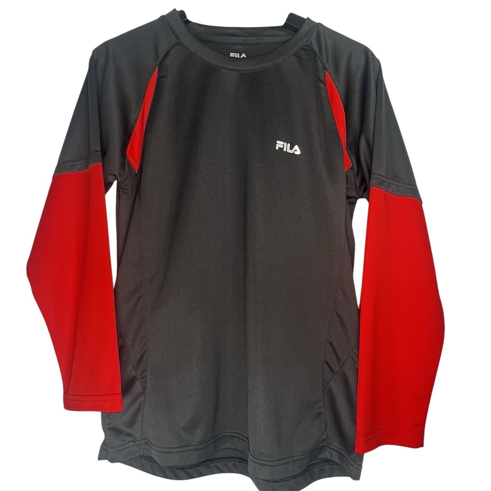 Fila Men's Athletic Shirt Size M Long‎ Sleeve Black Red Running Casual